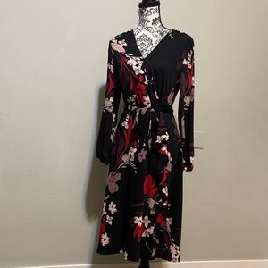 Liz Claiborne Black Floral Long Sleeve Dress
